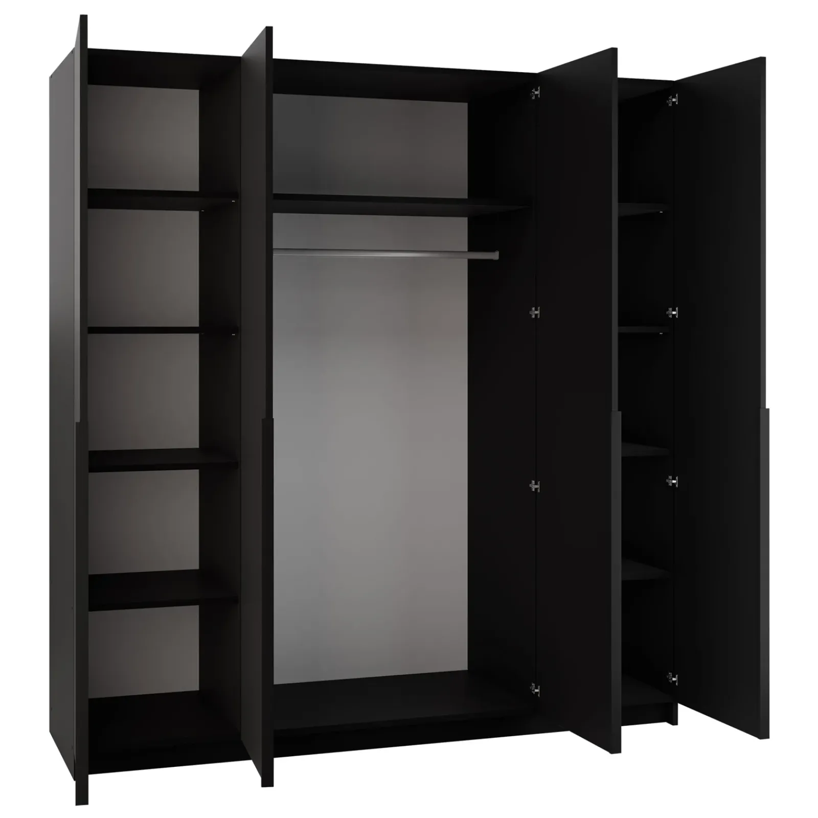 Garnero Arredamenti Armadio Ante Battenti|Guardaroba-Armadio 200x215h cm 4 ante moderno nero Glammy 4 Nero Opaco - Nero