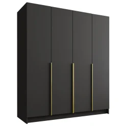 Garnero Arredamenti Armadio Ante Battenti|Guardaroba-Armadio 200x215h cm 4 ante moderno nero oro Glammy 4 Nero Opaco - Oro