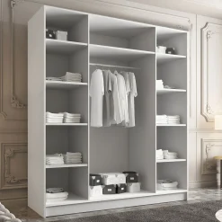 Garnero Arredamenti Armadio Ante Battenti|Guardaroba-Armadio 200x215h cm 4 ante moderno bianco nero Glammy 4 Bianco Opaco - Nero