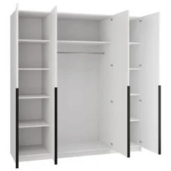 Garnero Arredamenti Armadio Ante Battenti|Guardaroba-Armadio 200x215h cm 4 ante moderno bianco nero Glammy 4 Bianco Opaco - Nero