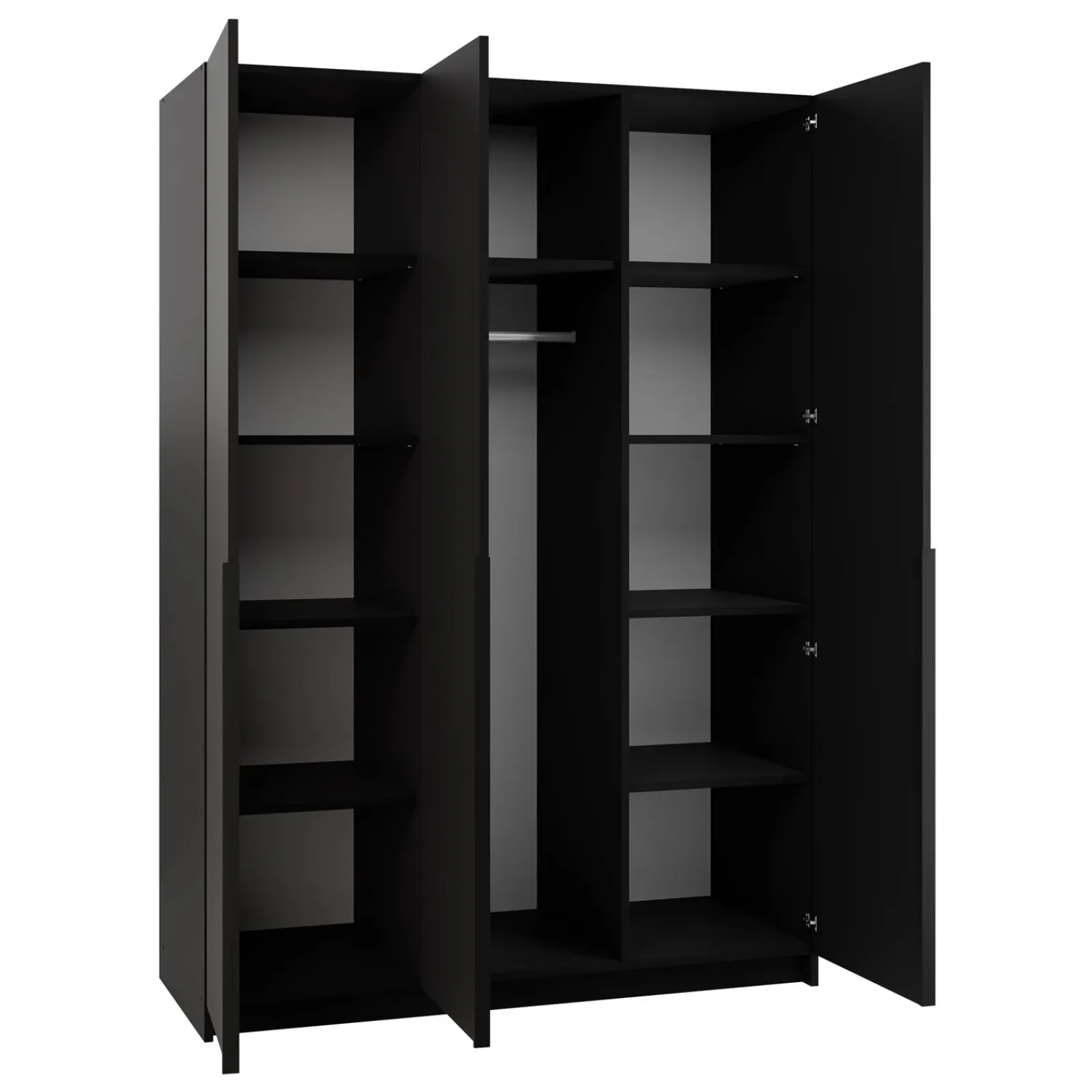 Garnero Arredamenti Armadio Cameretta|Armadio Ante Battenti-Armadio 150x215h cm 3 ante moderno nero Glammy 3 Nero Opaco - Nero
