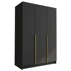 Garnero Arredamenti Armadio Cameretta|Armadio Ante Battenti-Armadio 150x215h cm 3 ante moderno nero oro Glammy 3 Nero Opaco - Oro