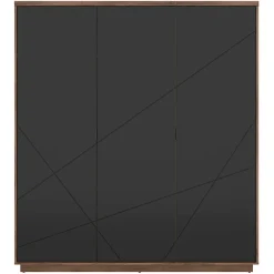 Garnero Arredamenti Armadio Ante Battenti|Guardaroba-Armadio 180x201h cm 3 ante rovere scuro nero opaco Elin
