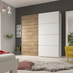 Garnero Arredamenti Armadio Ante Scorrevoli|Guardaroba-Armadio 270x210h cm 2 ante scorrevoli bianco opaco rovere Nexus Gihome®