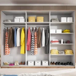 Garnero Arredamenti Armadio Ante Scorrevoli|Guardaroba-Armadio 270x210h cm 2 ante scorrevoli bianco opaco rovere Nexus Gihome®