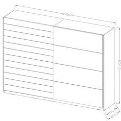Garnero Arredamenti Armadio Ante Scorrevoli|Guardaroba-Armadio 270x210h cm 2 ante scorrevoli bianco opaco rovere Nexus Gihome®