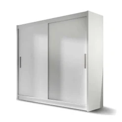 Garnero Arredamenti Armadio Ante Scorrevoli|Guardaroba-Armadio 180x215h cm 2 ante scorrevoli design moderno bianco Aisha Bianco Opaco