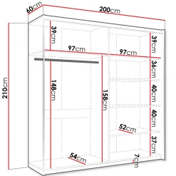 Garnero Arredamenti Armadio Ante A Specchio|Armadio Ante Scorrevoli-Armadio 200x210h cm 2 ante scorrevoli con specchio bianco Lilly