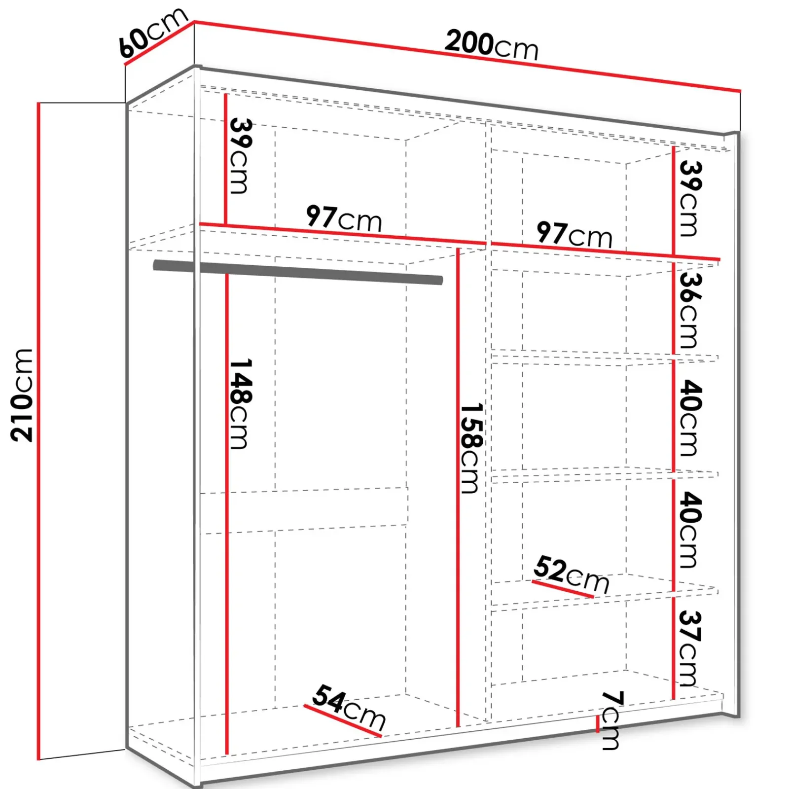 Garnero Arredamenti Armadio Ante A Specchio|Armadio Ante Scorrevoli-Armadio 200x210h cm 2 ante scorrevoli con specchio bianco Lilly