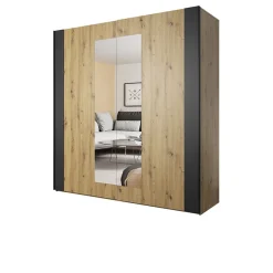 Garnero Arredamenti Armadio Ante A Specchio|Armadio Ante Scorrevoli-Armadio 200x213h cm 2 ante scorrevoli nero Vulcano Rovere