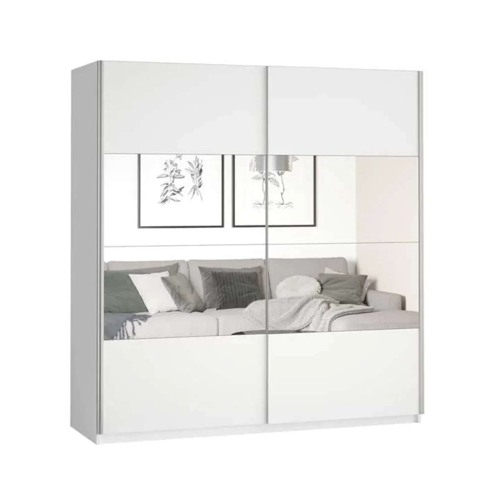 Garnero Arredamenti Armadio Ante A Specchio|Armadio Ante Scorrevoli-Armadio 180x210h cm 2 ante scorrevoli Pascal Gihome® Bianco Opaco