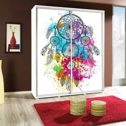 Garnero Arredamenti Armadio Ante Scorrevoli|Guardaroba-Armadio 155x215h cm 2 ante scorrevoli moderno Eliot Stampa Acchiappasogni