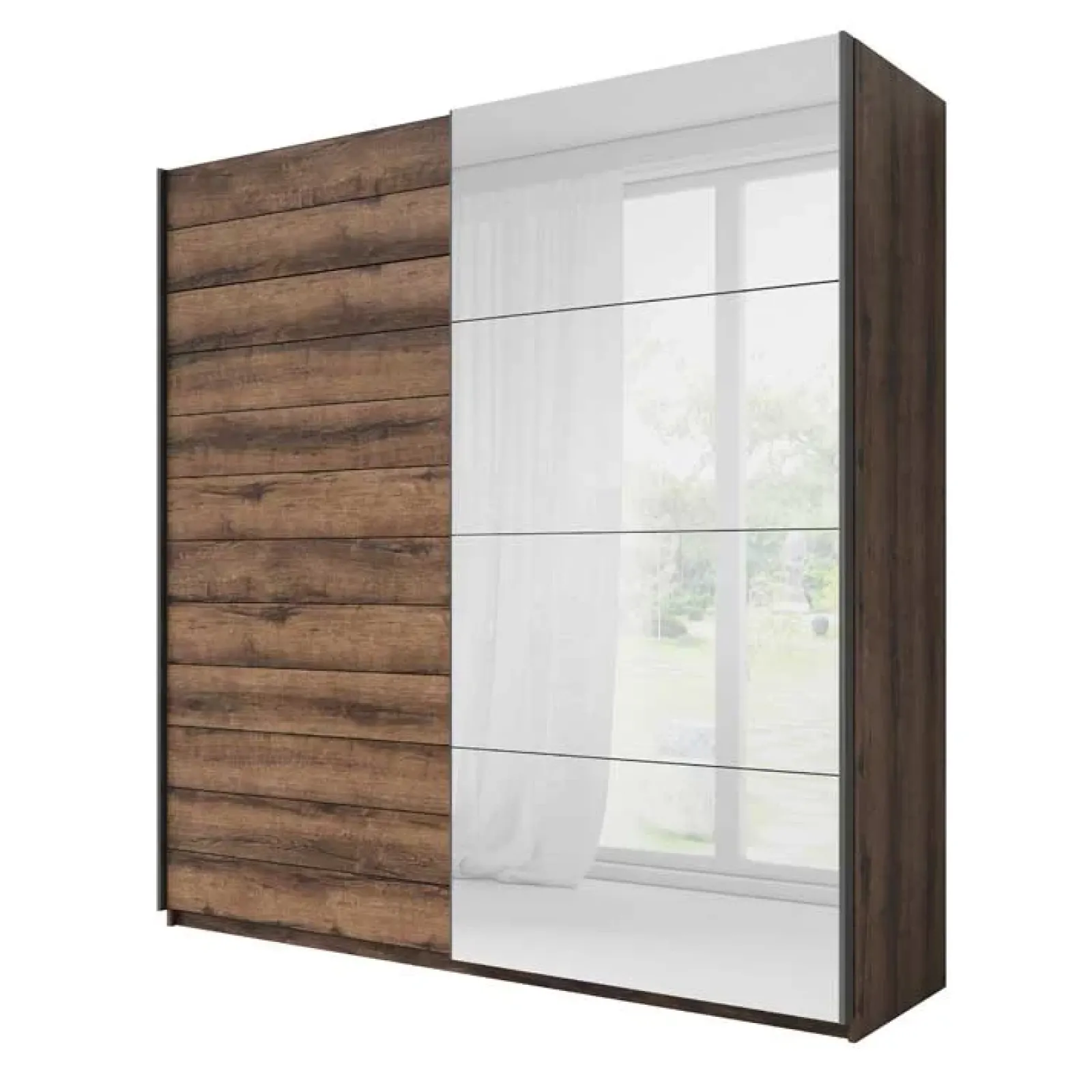 Garnero Arredamenti Armadio Ante A Specchio|Armadio Ante Scorrevoli-Armadio 180x210h cm 2 ante scorrevoli con specchio moderno rovere scuro Lisbona Gihome®