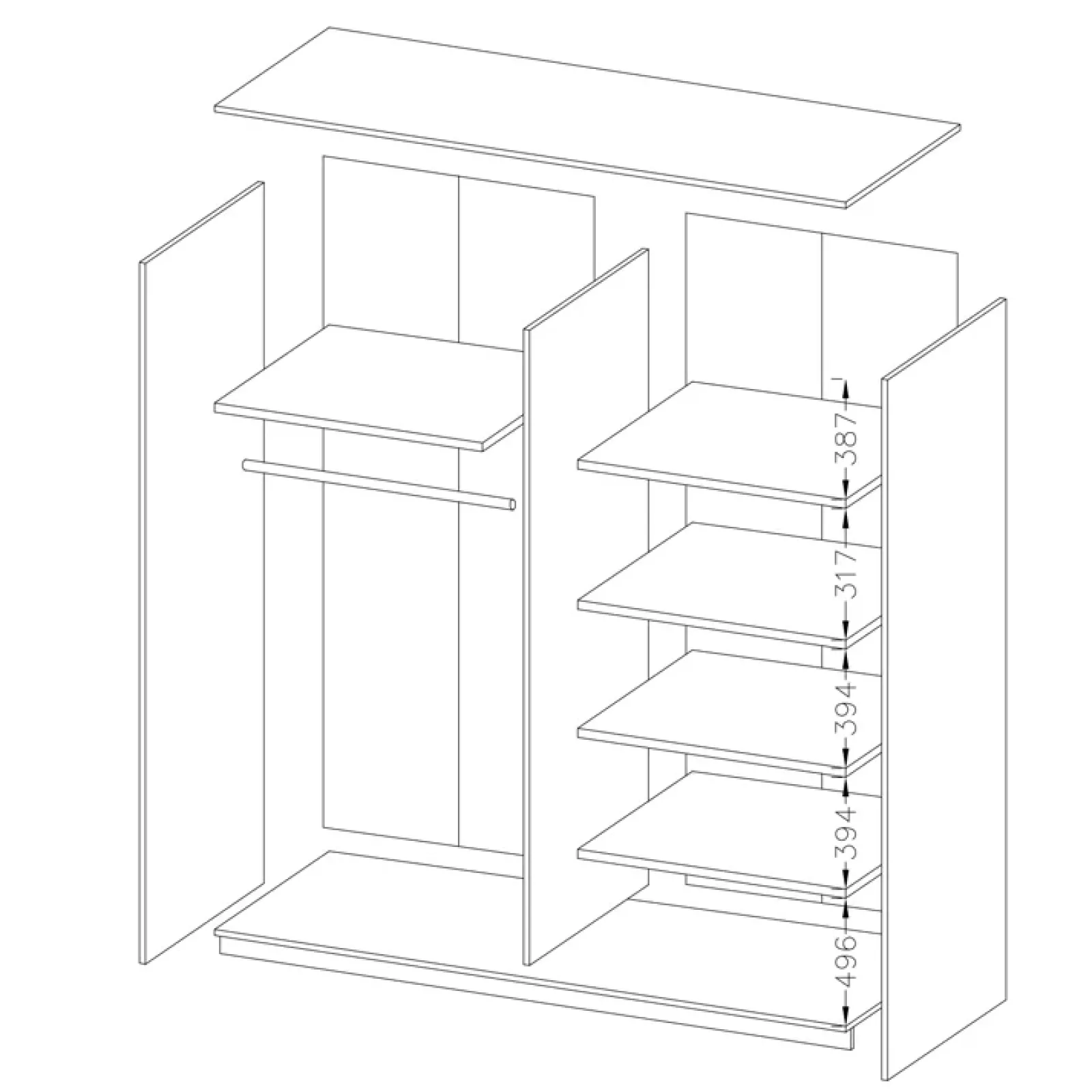 Garnero Arredamenti Armadio Ante A Specchio|Armadio Ante Scorrevoli-Armadio 180x210h cm 2 ante scorrevoli con specchio moderno rovere scuro Lisbona Gihome®