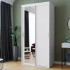 Garnero Arredamenti Armadio Ante Scorrevoli-Armadio 100x205h cm 2 ante scorrevoli con specchio bianco Boselia