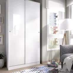 Garnero Arredamenti Armadio Cameretta|Armadio Ante Scorrevoli-Armadio 100x204h cm 2 ante scorrevoli Royal Bianco Lucido