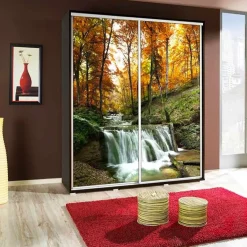 Garnero Arredamenti Armadio Ante Scorrevoli|Guardaroba-Armadio 155x215h cm 2 ante scorrevoli moderno Eliot Stampa Natura