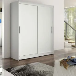 Garnero Arredamenti Armadio Ante Scorrevoli|Guardaroba-Armadio 150x200h cm 2 ante scorrevoli design bianco Vilma Bianco Opaco