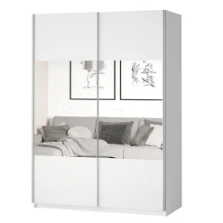 Garnero Arredamenti Armadio Ante A Specchio|Armadio Ante Scorrevoli-Armadio 120x210h cm 2 ante scorrevoli con specchio Pascal Gihome® Bianco Opaco