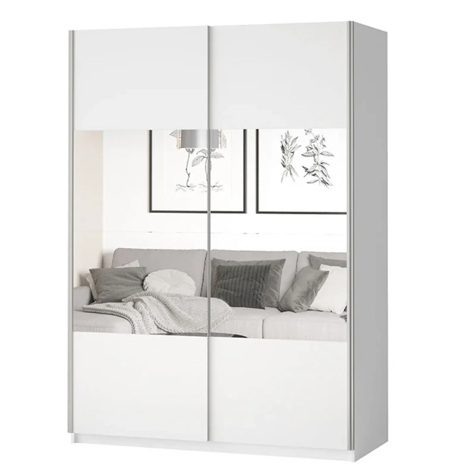 Garnero Arredamenti Armadio Ante A Specchio|Armadio Ante Scorrevoli-Armadio 120x210h cm 2 ante scorrevoli con specchio Pascal Gihome® Bianco Opaco