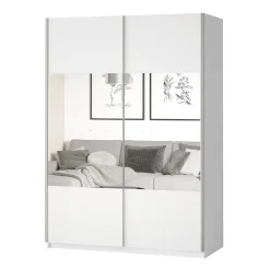 Garnero Arredamenti Armadio Ante A Specchio|Armadio Ante Scorrevoli-Armadio 120x210h cm 2 ante scorrevoli con specchio Pascal Gihome® Bianco Opaco