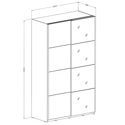 Garnero Arredamenti Armadio Ante A Specchio|Armadio Ante Scorrevoli-Armadio 120x210h cm 2 ante scorrevoli con specchio Pascal Gihome® Bianco Opaco