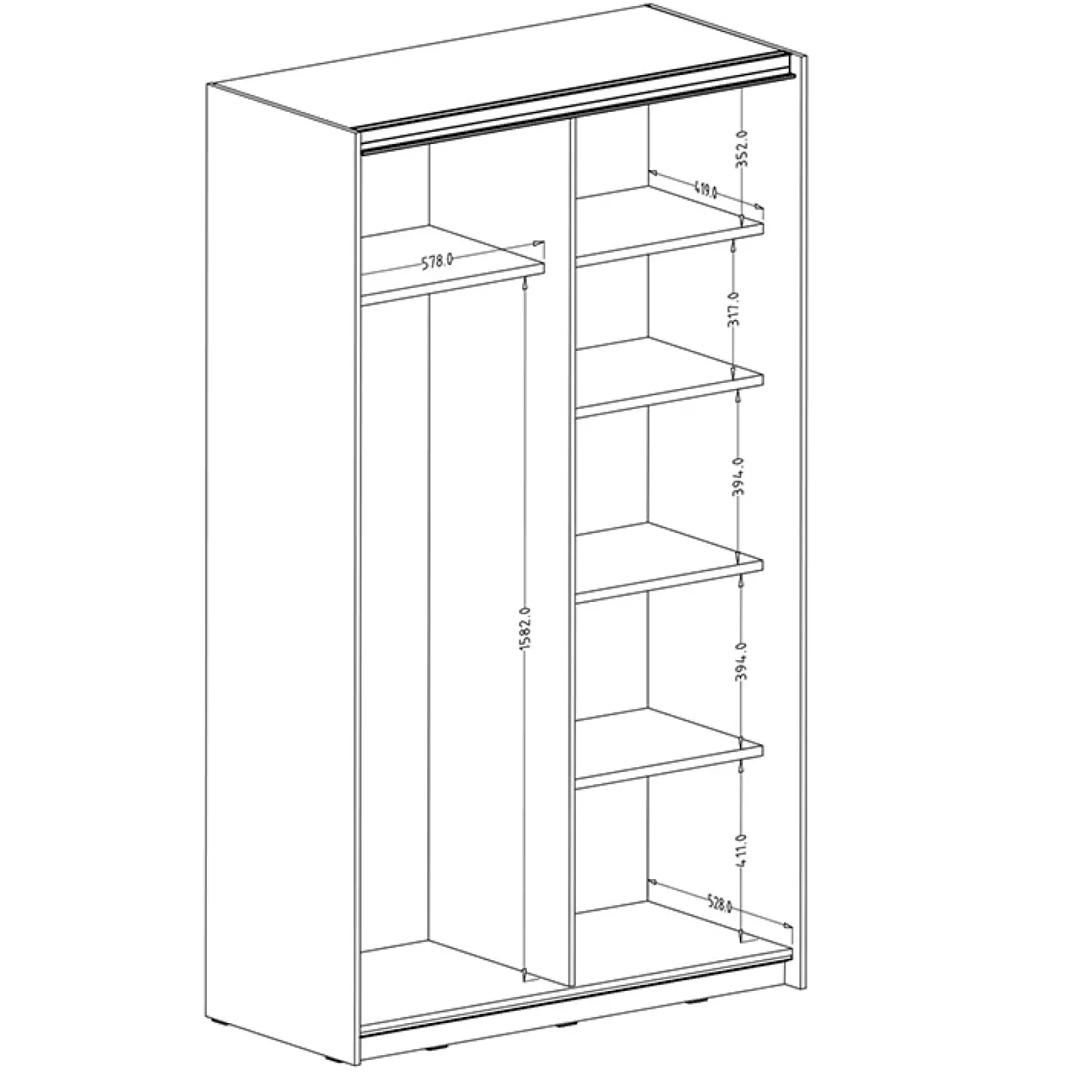 Garnero Arredamenti Armadio Ante A Specchio|Armadio Ante Scorrevoli-Armadio 120x210h cm 2 ante scorrevoli con specchio Pascal Gihome® Bianco Opaco