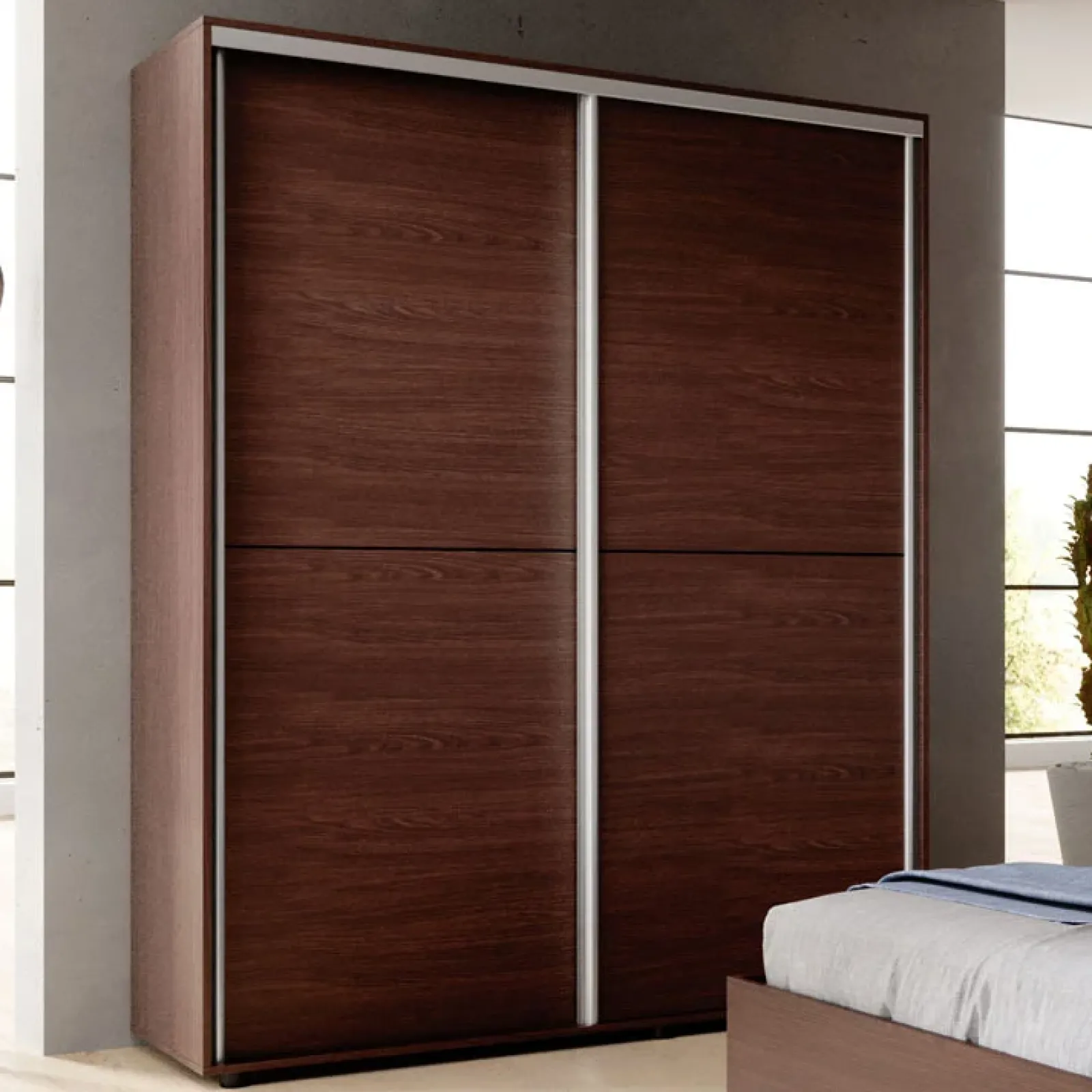 Garnero Arredamenti Armadio Cameretta|Armadio Ante Scorrevoli-Armadio 150x200h cm 2 ante scorrevoli moderno Roma Wengè