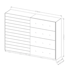 Garnero Arredamenti Armadio Ante A Specchio|Armadio Ante Scorrevoli-Armadio 270x210h cm 2 ante scorrevoli con specchio Cortina Gihome® Bianco Frassinato