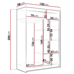 Garnero Arredamenti Armadio Ante A Specchio-Armadio 120x200h cm 2 ante scorrevoli con specchio bianco Tancredi