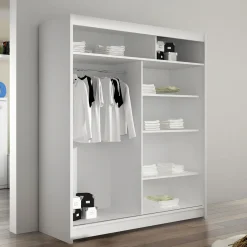 Garnero Arredamenti Armadio Ante A Specchio-Armadio 150x200h cm 2 ante scorrevoli con specchio bianco Lunysia