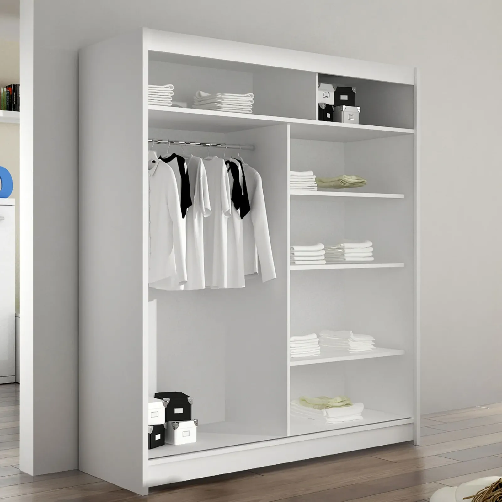 Garnero Arredamenti Armadio Ante A Specchio-Armadio 150x200h cm 2 ante scorrevoli con specchio bianco Lunysia