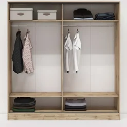 Garnero Arredamenti Armadio Ante Scorrevoli|Guardaroba-Armadio 180x200h cm 2 ante scorrevoli moderno quercia Tamika