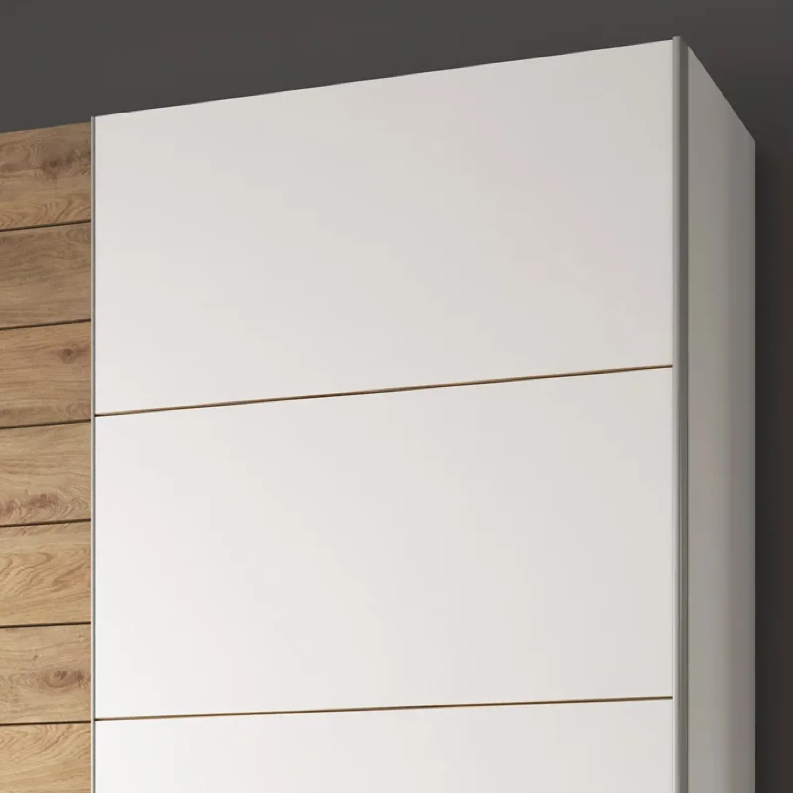 Garnero Arredamenti Armadio Ante Scorrevoli|Guardaroba-Armadio 220x210h cm 2 ante scorrevoli bianco opaco rovere Nexus Gihome®