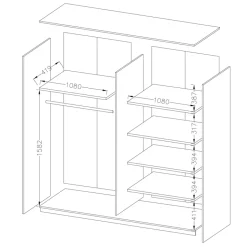 Garnero Arredamenti Armadio Ante Scorrevoli|Guardaroba-Armadio 220x210h cm 2 ante scorrevoli bianco opaco rovere Nexus Gihome®