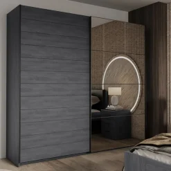 Garnero Arredamenti Armadio Ante A Specchio|Armadio Ante Scorrevoli-Armadio 220x210h cm 2 ante scorrevoli con specchio Cortina Gihome® Ossido