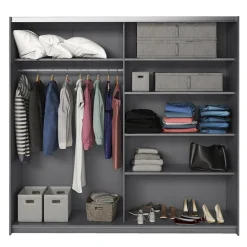 Garnero Arredamenti Armadio Ante A Specchio|Armadio Ante Scorrevoli-Armadio 220x210h cm 2 ante scorrevoli con specchio Cortina Gihome® Ossido