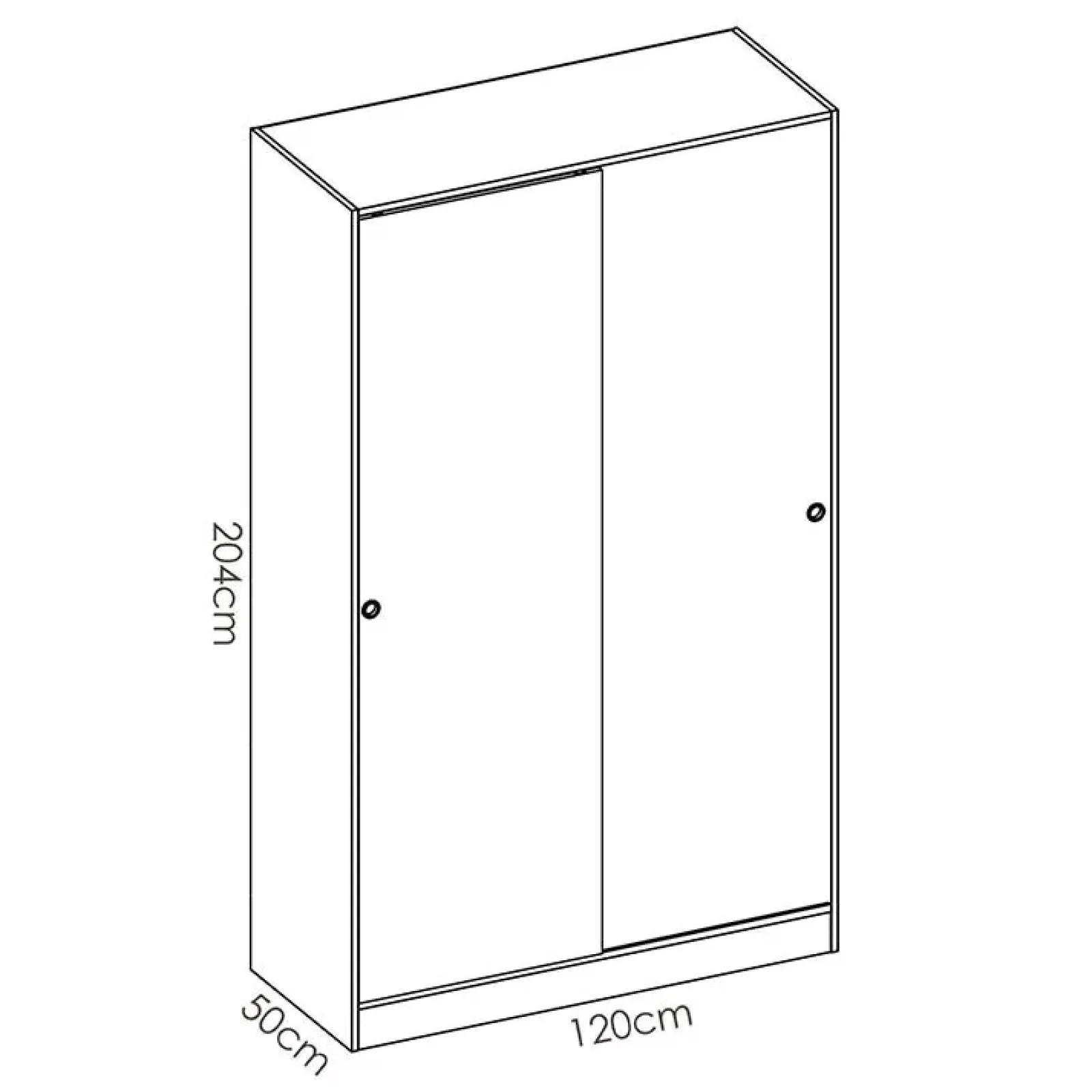 Garnero Arredamenti Armadio Ante Scorrevoli|Guardaroba-Armadio 120x204h cm 2 ante scorrevoli rovere bianco lucido Royal Bianco Lucido - Rovere