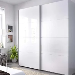 Garnero Arredamenti Armadio Cameretta|Armadio Ante Scorrevoli-Armadio 180x204h cm 2 ante scorrevoli bianco lucido Royal