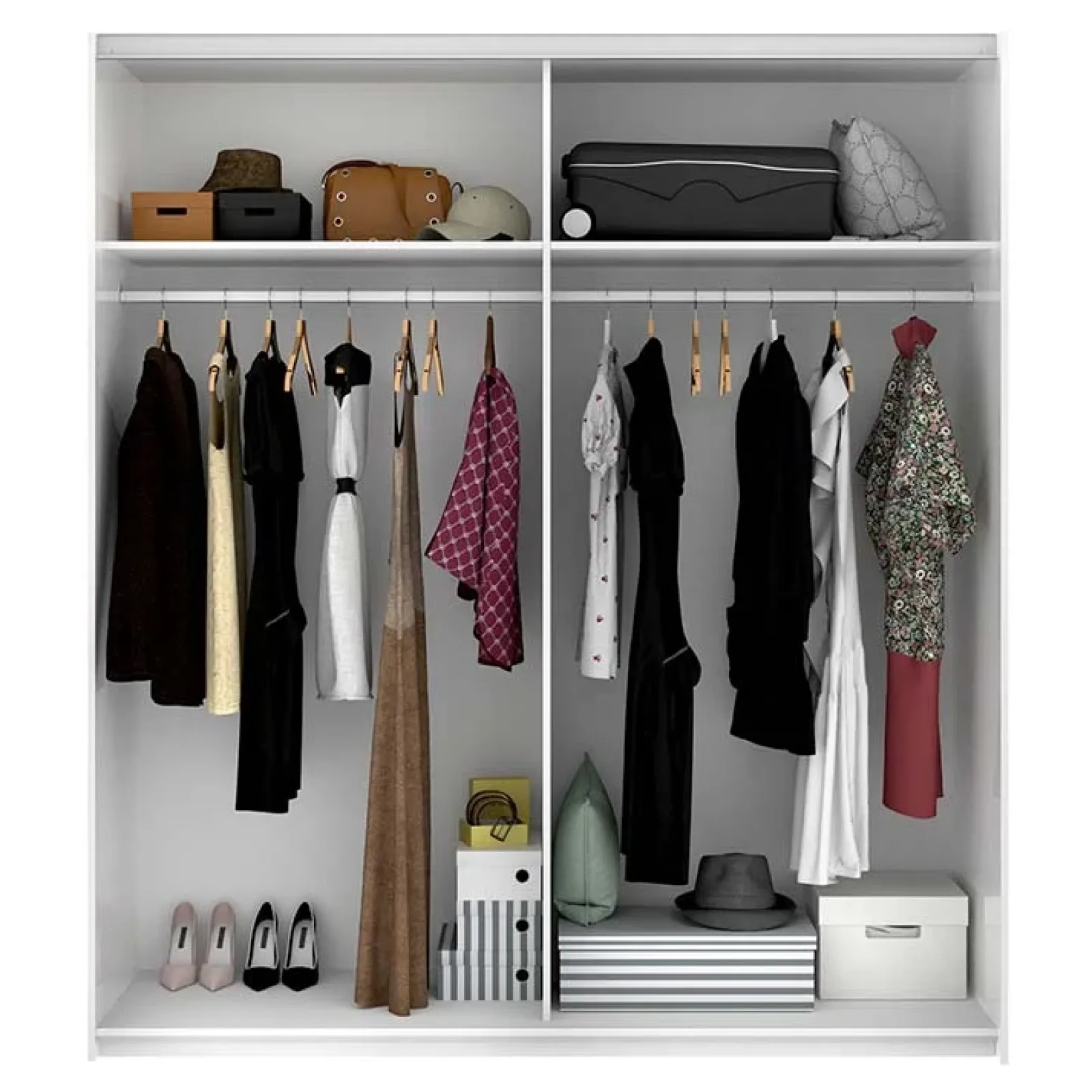 Garnero Arredamenti Armadio Cameretta|Armadio Ante Scorrevoli-Armadio 180x204h cm 2 ante scorrevoli bianco lucido Royal