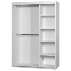 Garnero Arredamenti Armadio Ante Scorrevoli-Armadio 120x205h cm 2 ante scorrevoli con specchio bianco Boselia