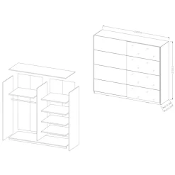Garnero Arredamenti Armadio Ante A Specchio|Armadio Ante Scorrevoli-Armadio 221x210h cm 2 ante scorrevoli con specchio bianco Pascal Gihome® Bianco Opaco