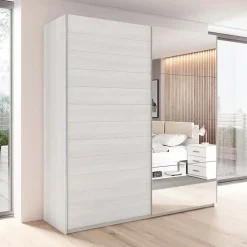Garnero Arredamenti Armadio Ante A Specchio|Armadio Ante Scorrevoli-Armadio 200x210h cm 2 ante scorrevoli con specchio Cortina Gihome® Bianco Frassinato