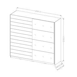 Garnero Arredamenti Armadio Ante A Specchio|Armadio Ante Scorrevoli-Armadio 200x210h cm 2 ante scorrevoli con specchio Cortina Gihome® Bianco Frassinato