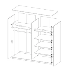 Garnero Arredamenti Armadio Ante A Specchio|Armadio Ante Scorrevoli-Armadio 200x210h cm 2 ante scorrevoli con specchio Cortina Gihome® Bianco Frassinato