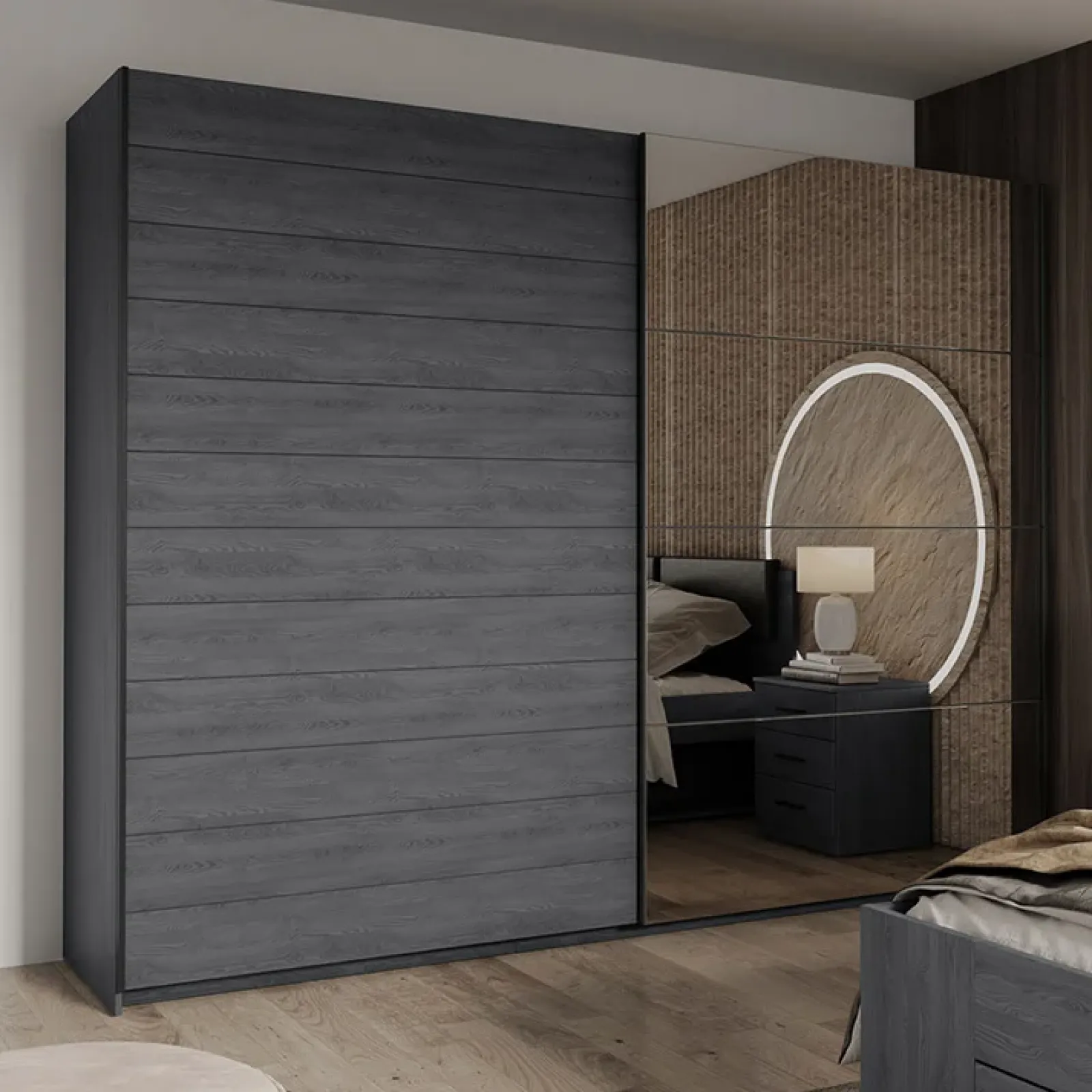 Garnero Arredamenti Armadio Ante A Specchio|Armadio Ante Scorrevoli-Armadio 270x210h cm 2 ante scorrevoli con specchio Cortina Gihome® Ossido