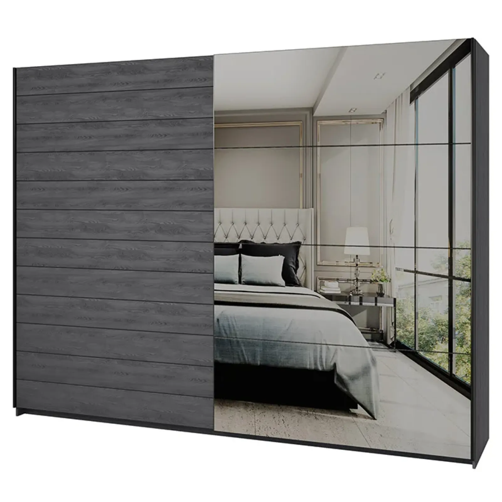 Garnero Arredamenti Armadio Ante A Specchio|Armadio Ante Scorrevoli-Armadio 270x210h cm 2 ante scorrevoli con specchio Cortina Gihome® Ossido