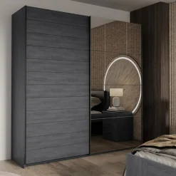 Garnero Arredamenti Armadio Ante A Specchio|Armadio Ante Scorrevoli-Armadio 200x210h cm 2 ante scorrevoli con specchio Cortina Gihome® Ossido