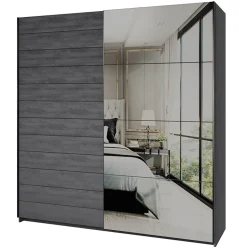 Garnero Arredamenti Armadio Ante A Specchio|Armadio Ante Scorrevoli-Armadio 200x210h cm 2 ante scorrevoli con specchio Cortina Gihome® Ossido