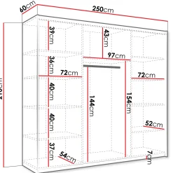 Garnero Arredamenti Armadio Ante A Specchio|Armadio Ante Scorrevoli-Armadio 250x210h cm 3 ante scorrevoli con specchio bianco Lilly